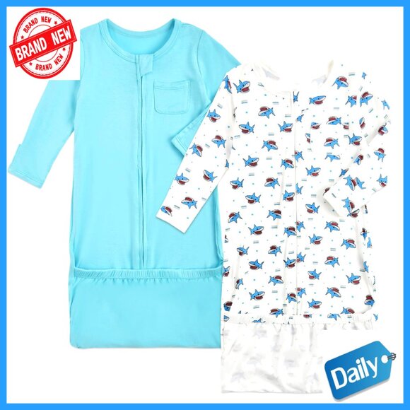Newborn Bamboo Rayon Sleeper Gown Set with 2-Way Zipper Mittens Foot Cover